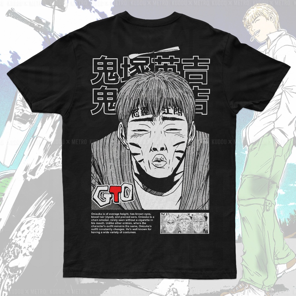 Tshirt GTO Kiss Black Eikichi Onizuka Karakter Anime Manga Great Teacher Premium Unisex