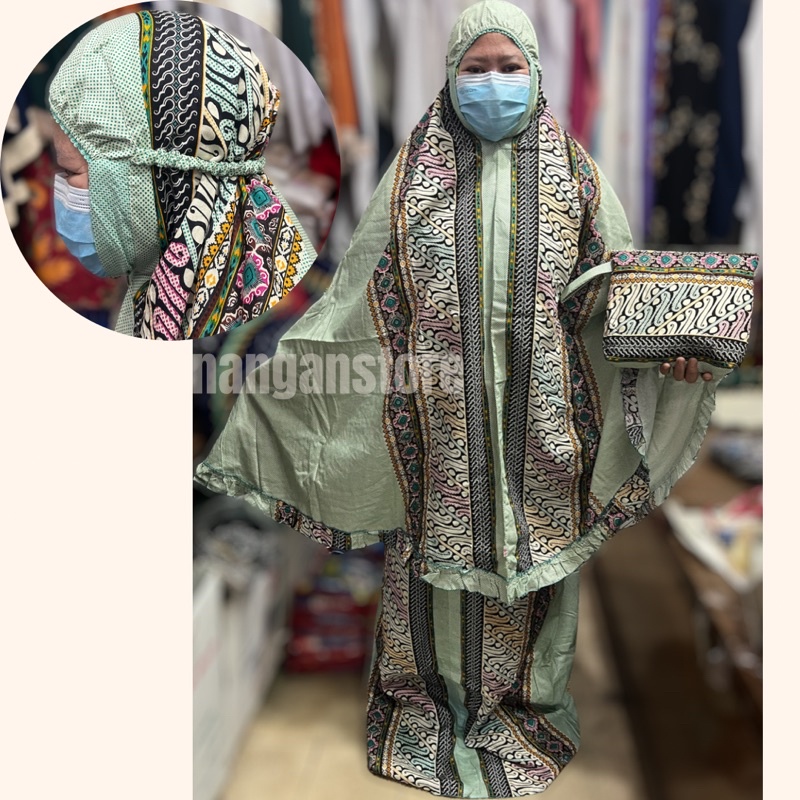Mukena Dewasa Katun Jumbo Kualitas No 1 Etnik Batik Songket Motif Adinda Cantik Bisa COD Halus Telek