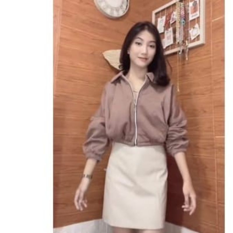 Vada Colar Jaket Wanita | Jaket Kpop Wanita Style Korean | Jaket Crop Vida Colar