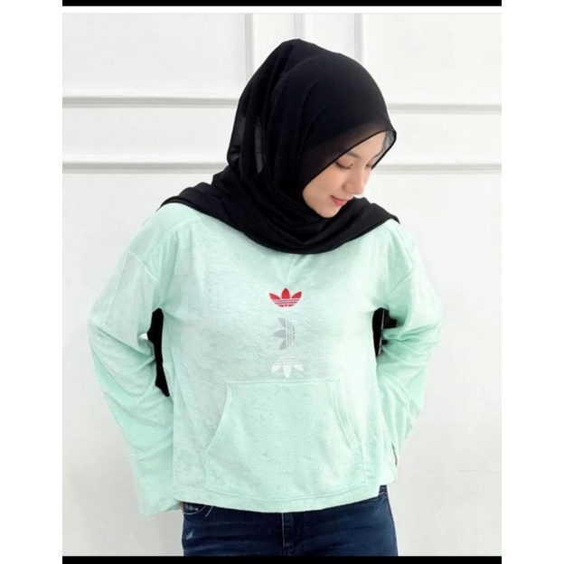 ADIDAS Velvet Sweatshirt with 3 Printing Logos / sweater  import / sweater Adidas original