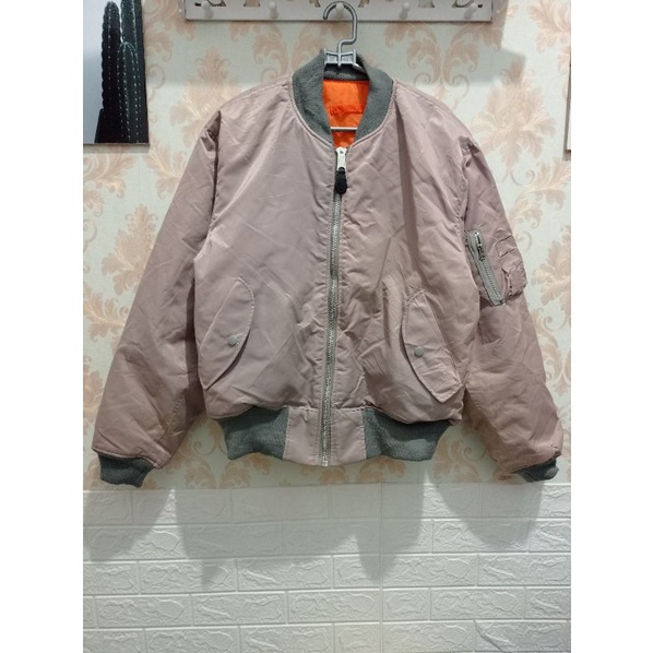 jaket cowok cewek bolak balik bomber original second preloved bekas