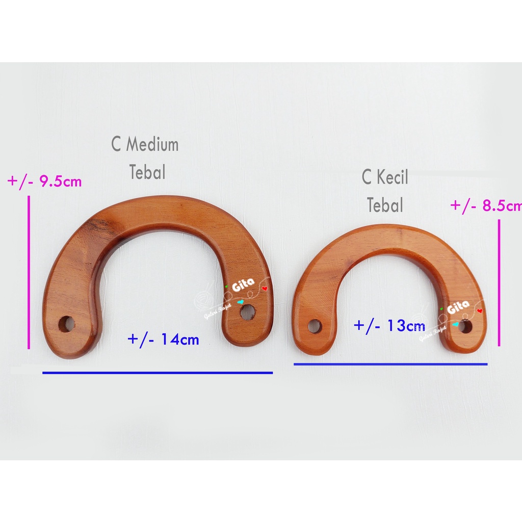 Gagang Tas Kayu Tebal/ Gagang Tas Talikur/Handle Tas Rajut/Handle Tas Kayu Mahoni