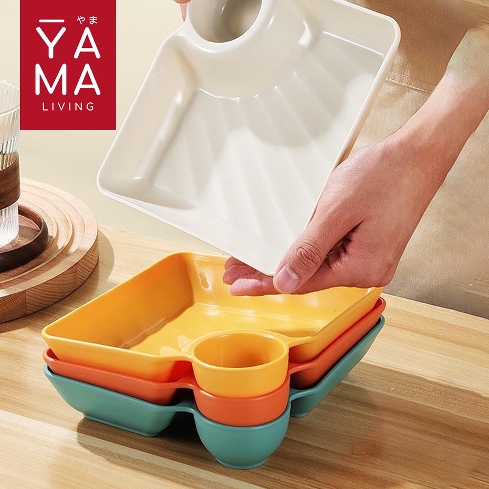 YAMA OMOIDE Plate With Sauce Bowl Piring Saji Saus Kentang Sushi Dimsum Siomay Snack