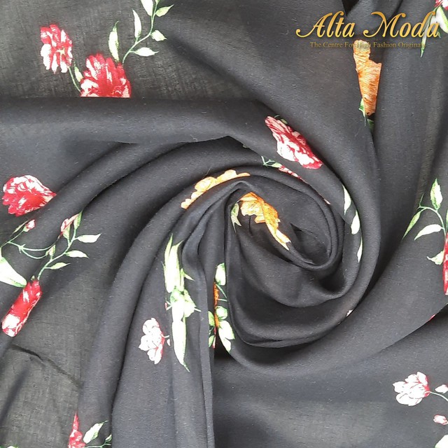 

Alta Moda Viscose Rayon Motif Printed Floral Rose - Black (1M)