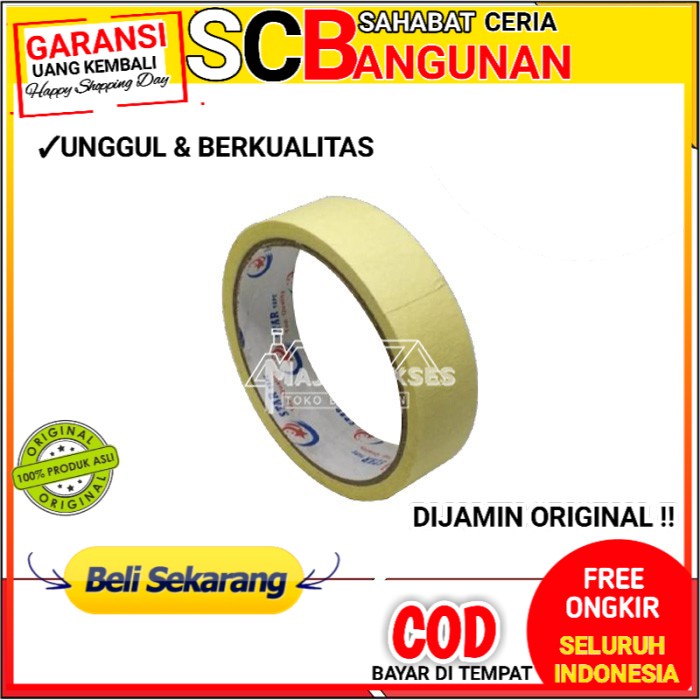 

MASKING TAPE LAKBAN KERTAS SOLASI KERTAS 1" SOLATIP KERTAS SEAL TAPE ISOLASI BAN STAR 1 INCH