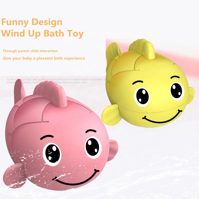 Mainan Mandi Bayi Anak Bentuk Ikan Buntal Pink Kuning Berenang Bergerak Di Kolam Renang Air Bak Mand