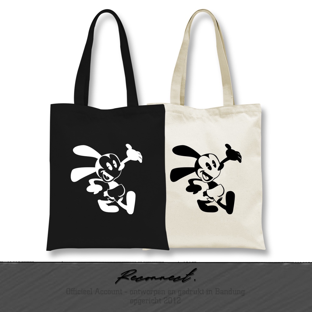 Reconnect Tote Bag Motif Oswald the Lucky Rabbit Siluet - GRATIS TAMBAH NAMA