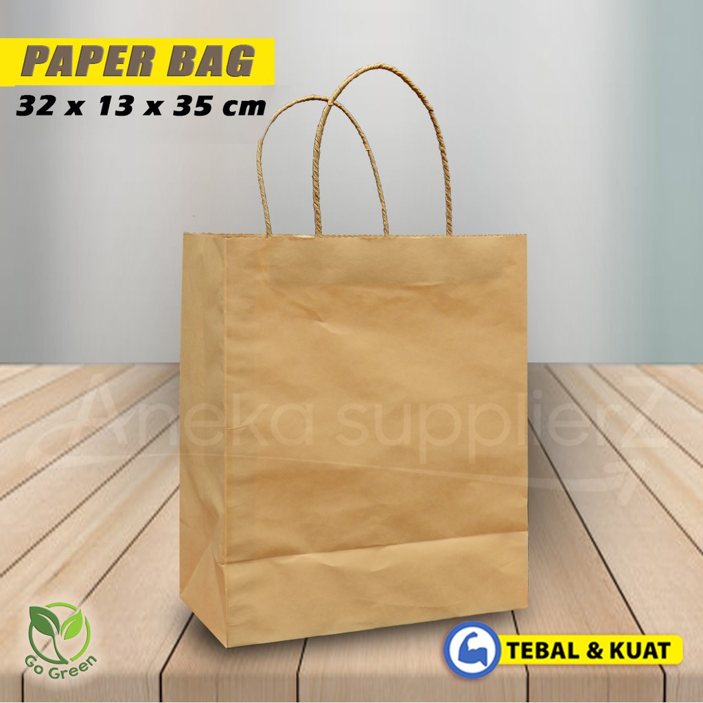 

Paper Bag Polos - Paper Bag Tali Kertas | 32x13x35 cm - COKLAT (20 pcs)