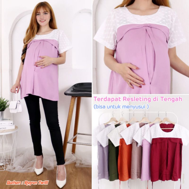 ATASAN HAMIL / ATASAN IBU MENYUSUI blouse ibu hamil terbaru atasan wanita bumil atasan ibu menyusui kerja jumbo blus hamil atasan cewek hamil cewe hamil perempuan busui