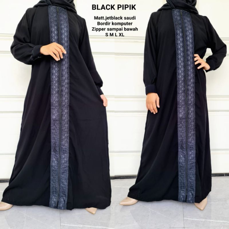 new abaya gamis hitam black pipik jetblack saudi ori daily