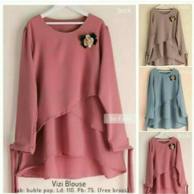 Vizi Blouse baju  remaja  baju  korea  baju  pink 