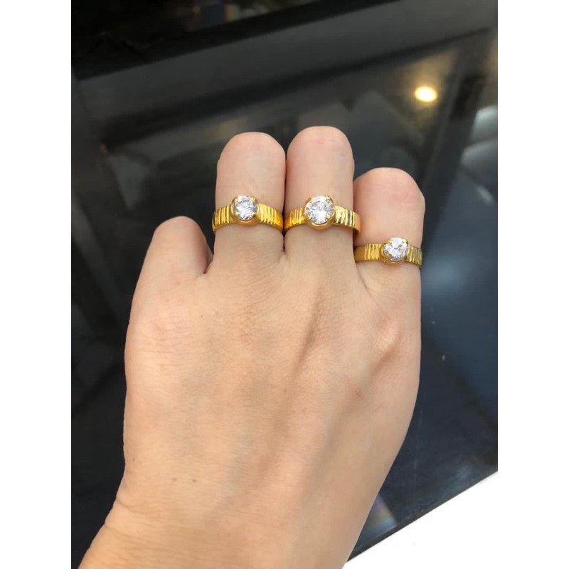 Cincin solitaire emas asli kadar 300