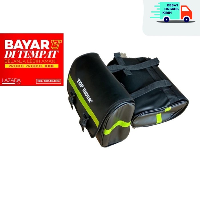 COD WA SPEED Top Rider - Sidebag Tas Bagasi Samping Motor - strip hijau