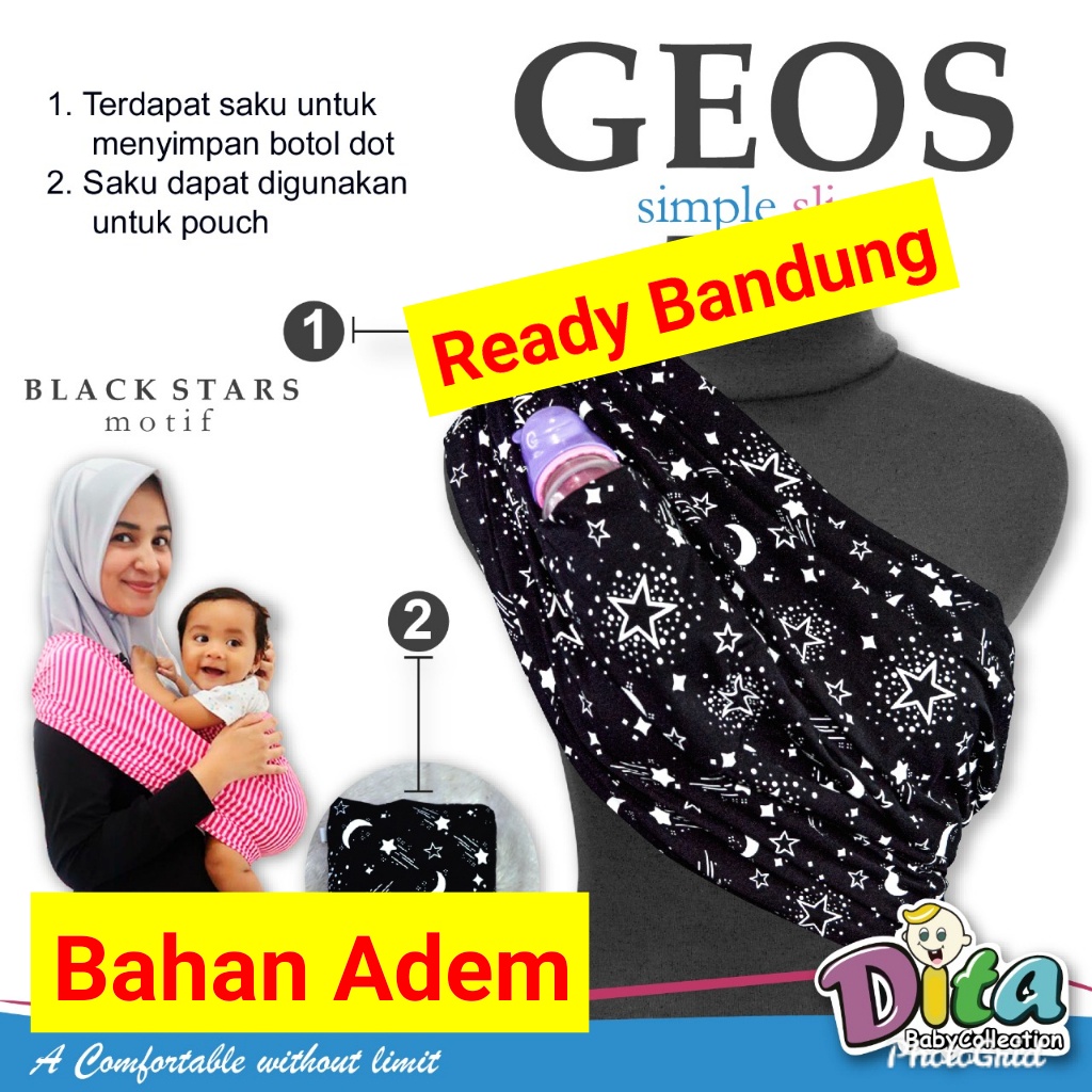 (TIDAK BOLAK BALIK)Premium geos gendongan kaos geos baby  gendongan samping