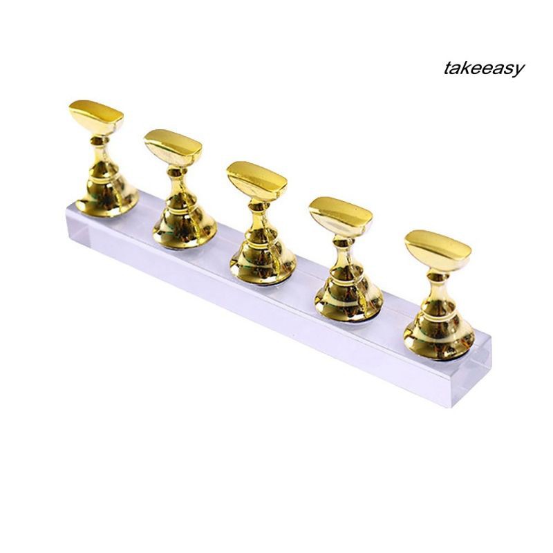 5pcs / Set Stand Holder /Dudukan kutek kuku palsu gel UV magnetic untuk latihan nail art nailart