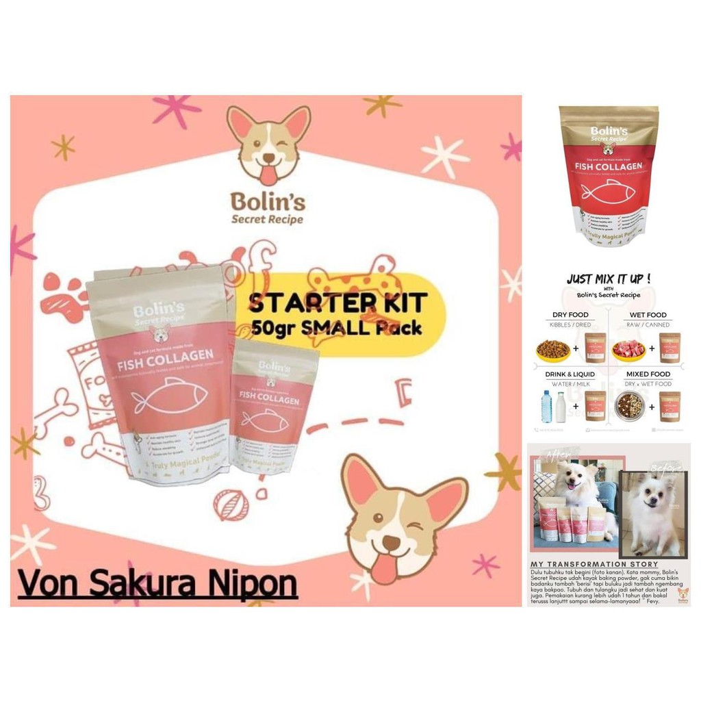 pet supplement all in 1 bolin bolin's fish collagen 50gram free sendok