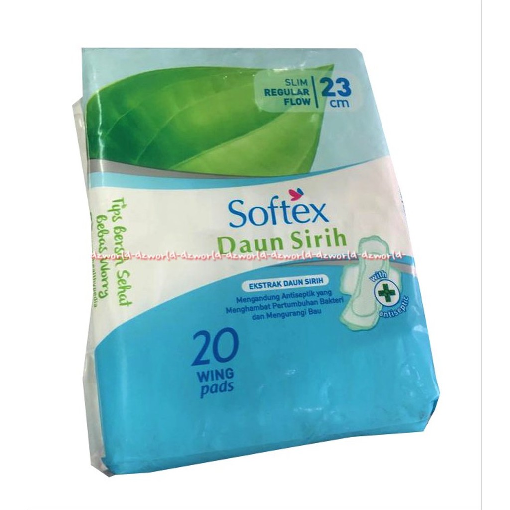 Softex Daun Sirih Natural Hygiene 20Pads Pembalut Wanita Alami Softek Slim Regular Flow 23cm