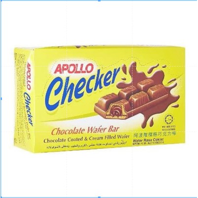 APOLLO CHECKER | COKLAT WAFER IMPOR 24PCS x 18GR  | CHOCOLATE WAFER BAR