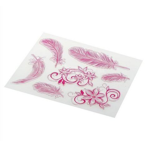 Clear Stamp (Stempel Transparan/Bening) - Feather and Flower