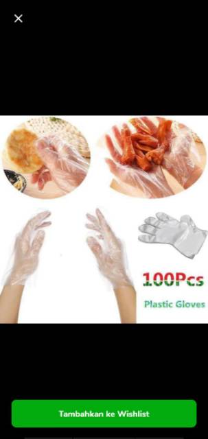 100 Pcs Sarung Tangan Plastik / Hand Gloves