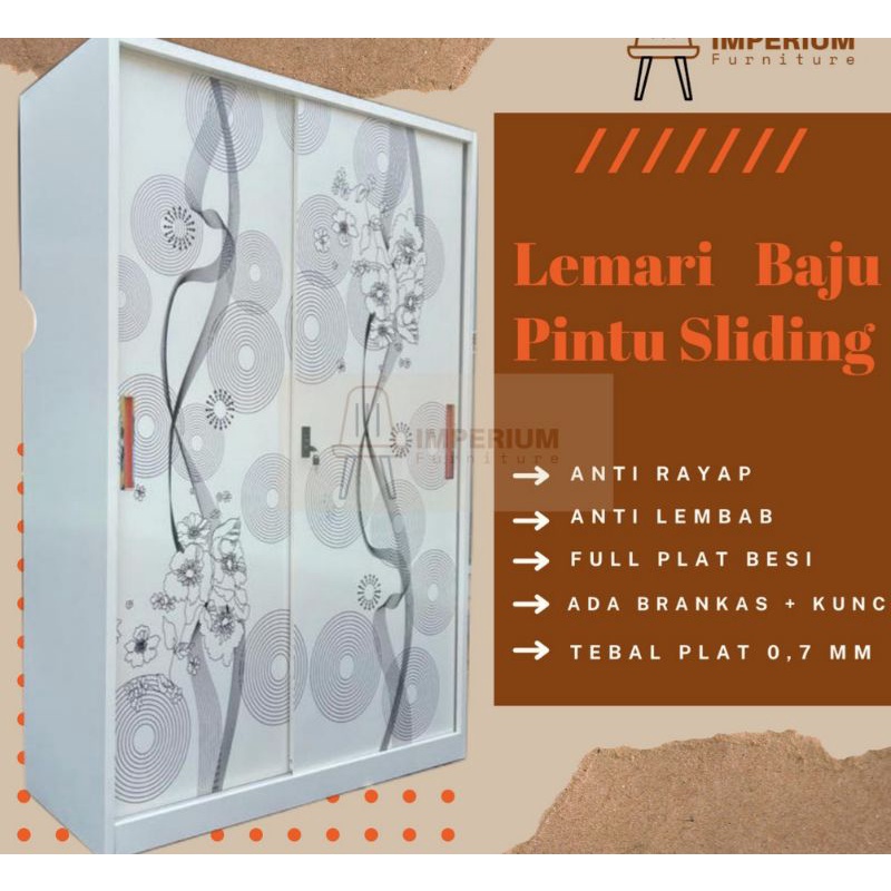 Lemari baju sliding besi / Lemari geser / Lemari baju besi geser / Lemari anti rayap anti bau