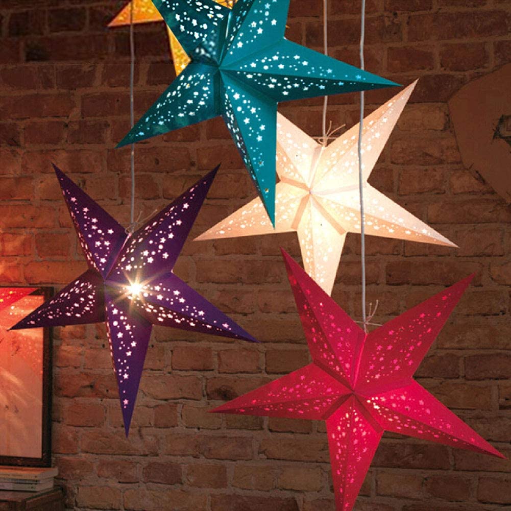 [Christmas Products] Christmas Five-Pointed Star Pendant Paper Shades Home Decoration Products