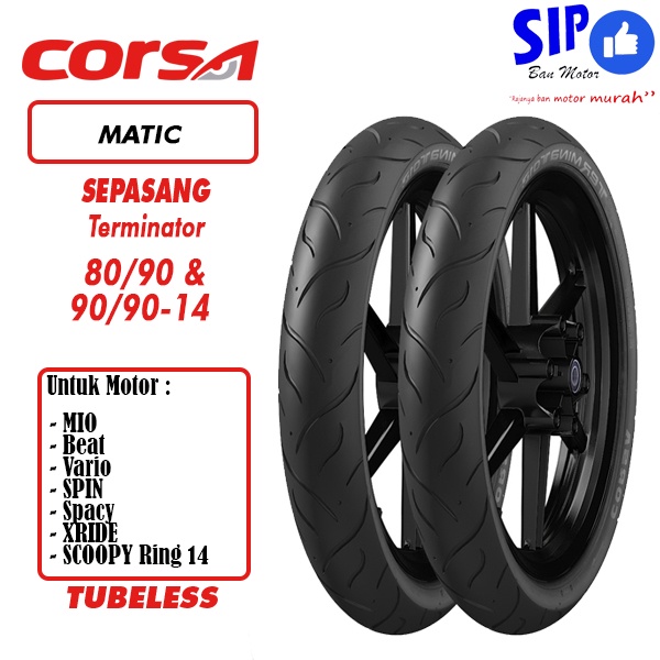 Paket ban Corsa Terminator 80 90 14 &amp; 90 90 14 tubeless matic