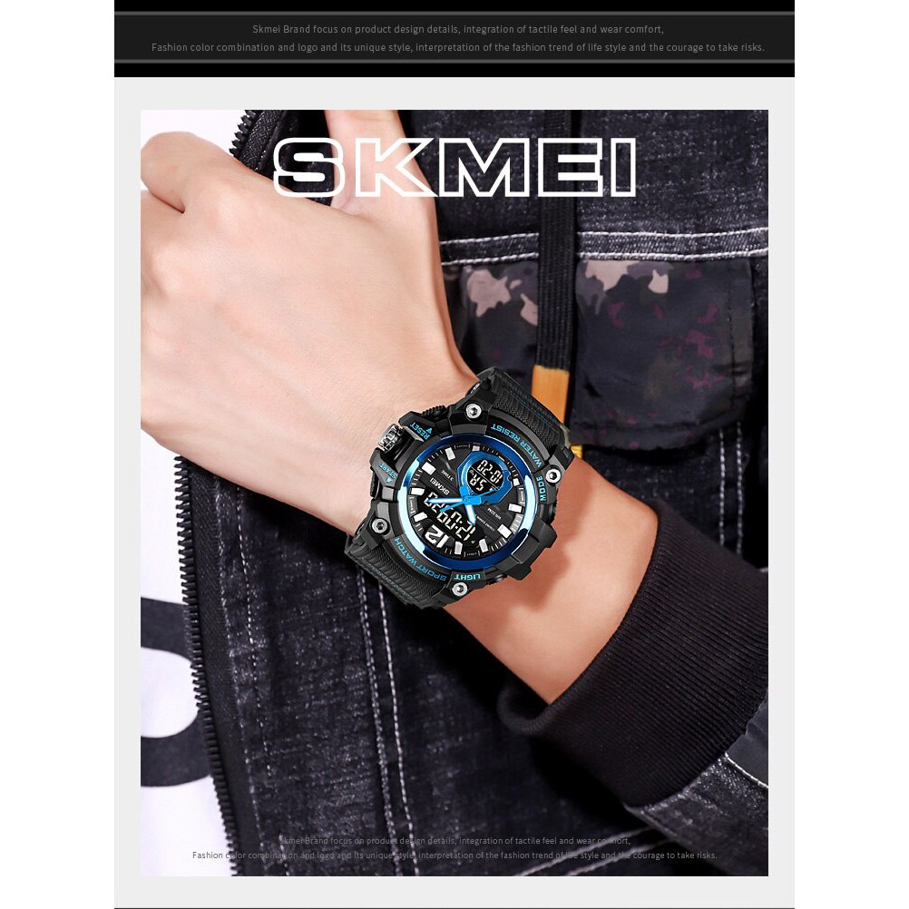 Jam Tangan Pria SKMEI 1725 Analog Digital Led Rubber Original Garansi