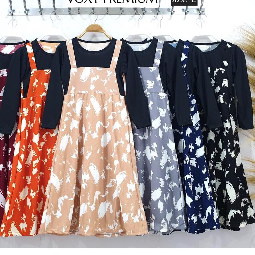 ✲ Westylis Gamis Anak Perempuan Model Overall Printing Kotak ( 6-13tahun ) Gamis Anak Cantik Terbaru