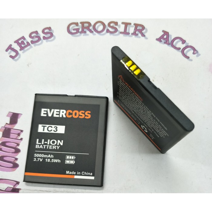 Baterai Battery Batre Batere Evercross Evercoss Cross TC3 Double Power - Hitam