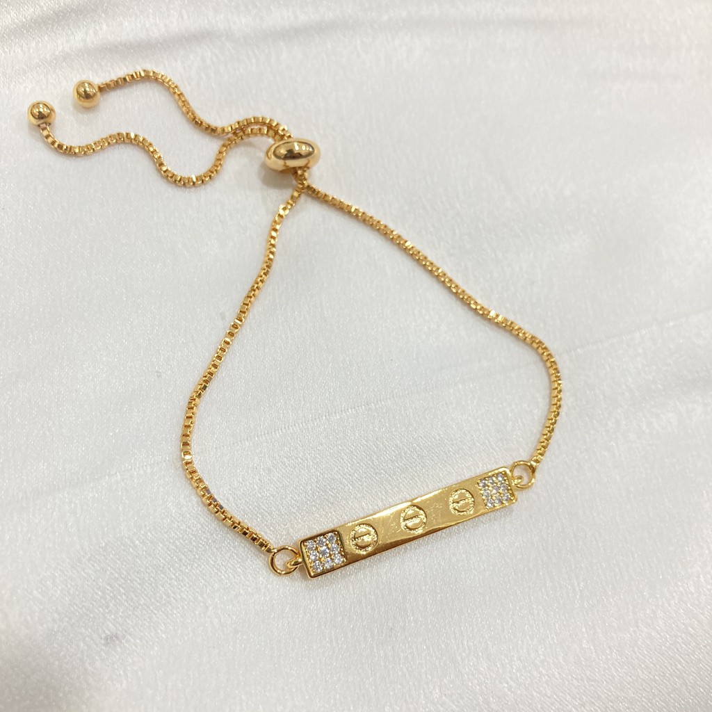 Gelang Wanita Serut Anti Karat Vintage Perhiasan Titanium Asli Berlapis Emas KTA02-MA-106