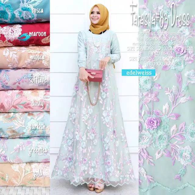 FARASYA #83 DRESS (bisa seragam) / DRESS TILE 3D / BRIDESMAID/ DRESS BROKAT TILE / ADA SIZE JUMBO
