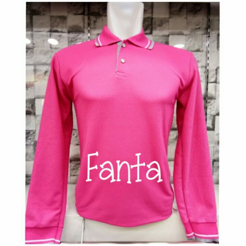 Kaos kerah panjang pink fanta /kaos panjang pria/wanita MLXLXXL