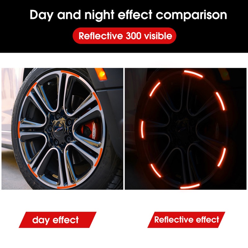 20pcs Stiker Strip Reflektor Luminous Untuk Velg Mobil