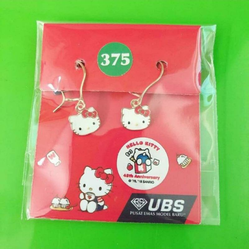 Anting kepala hello kitty anak pita Red kadar 375 UBS