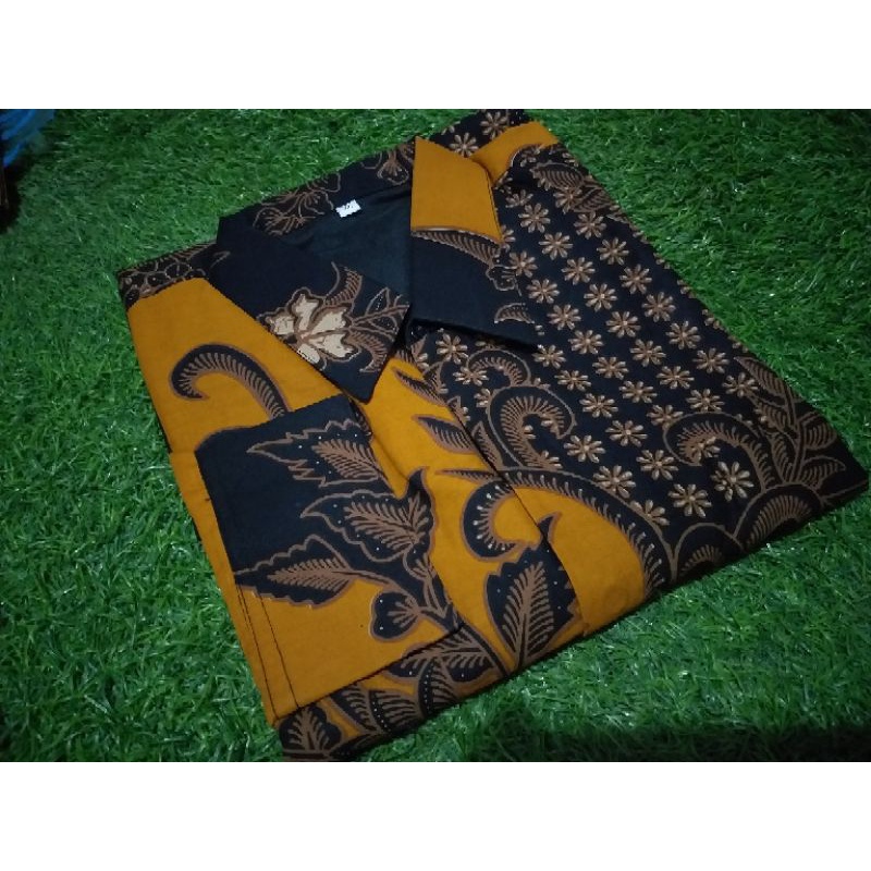 PROBOSETO kemeja batik pria KUNING KUNYIT MUSTARD FURING lengan panjang terbaru ORIGINAL BY FLORIST