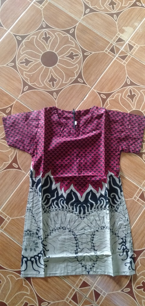 Batik Couple - Batik Couple Keluarga Busui Sania Ruffle Ori Ndoro Jowi Mowo  Maroon Batik Pekalongan