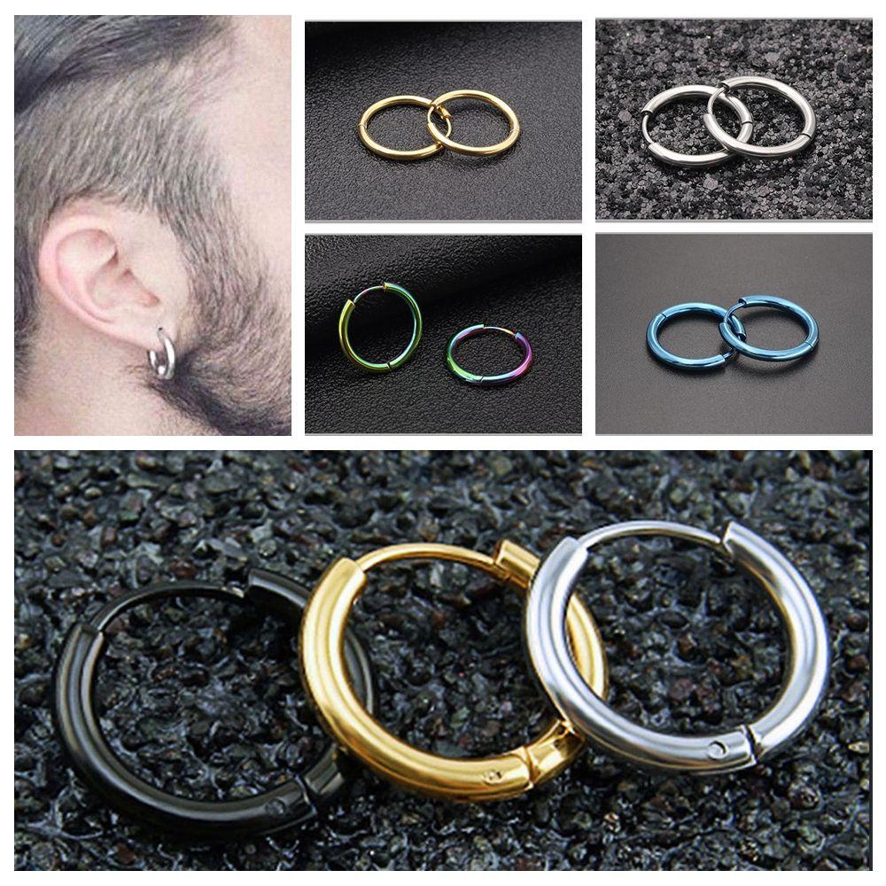 Nanas 1pasang Anting Hoop Bulat Tabung Pesta Punk Stainless Steel