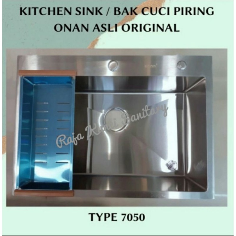 ONAN Kitchen Sink 7050 ONAN 1 Lubang/Paket Lengkap Kitchen Sink ONAN 7050 Stainless