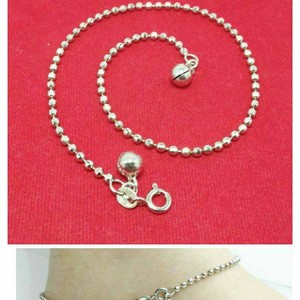 GELANG KAKI RANTAI BIJI LADA PERAK / SILVER 925 LAPIS EMAS PUTIH ORI
