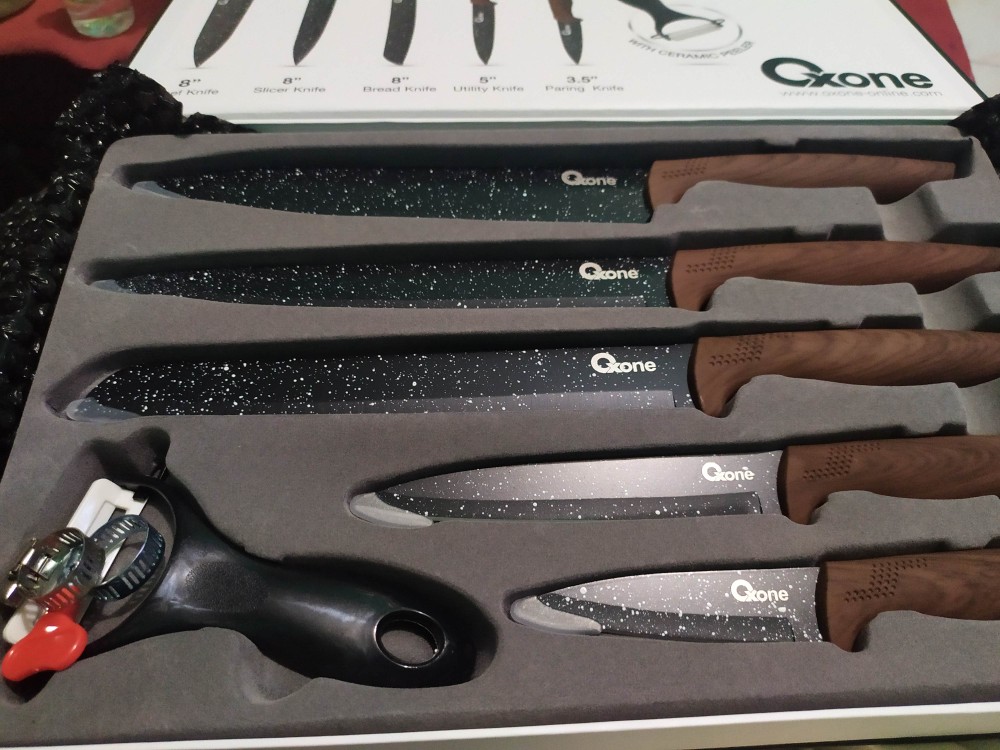 Oxone Pisau Set Marble Ox 605- Oxone Black Marble Knife Set Ox-605 - Pisau Set Oxone