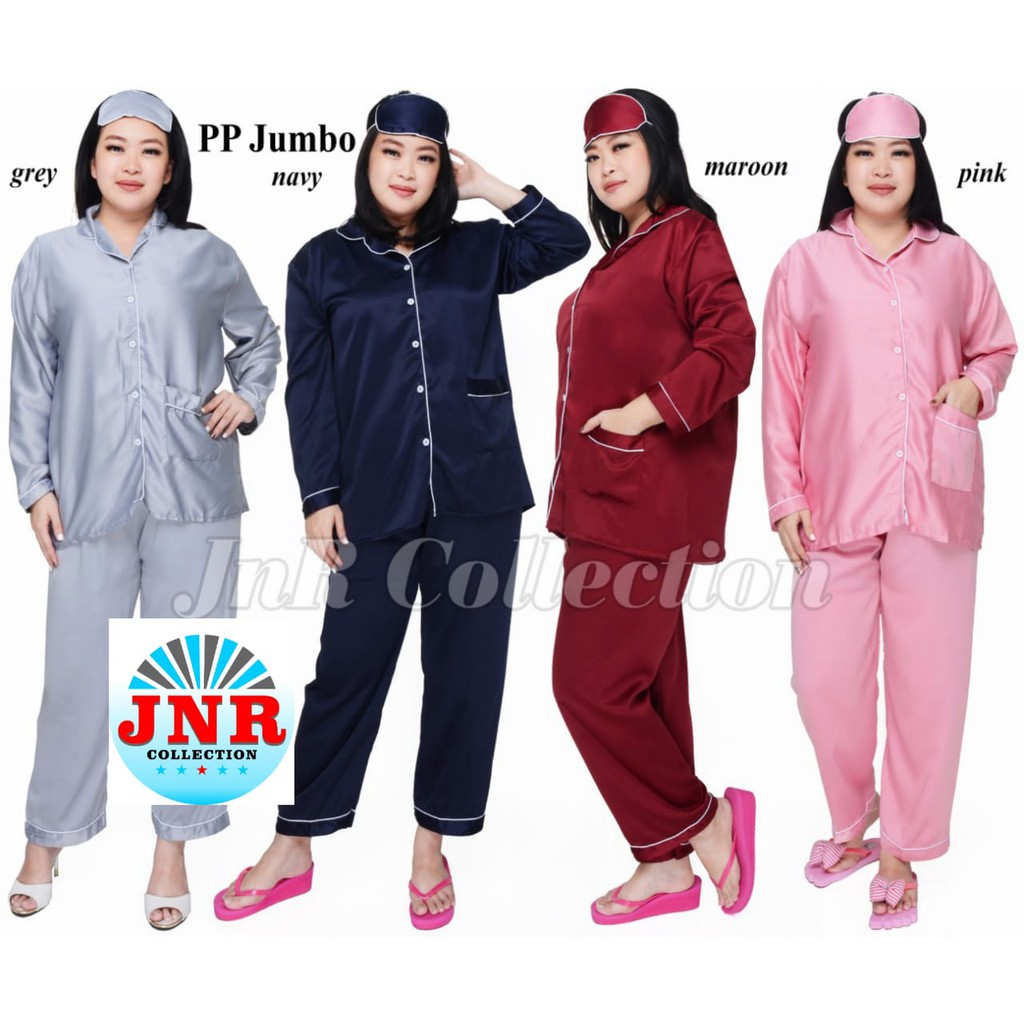 Piyama satin lengan panjang JUMBO dewasa Ld 120