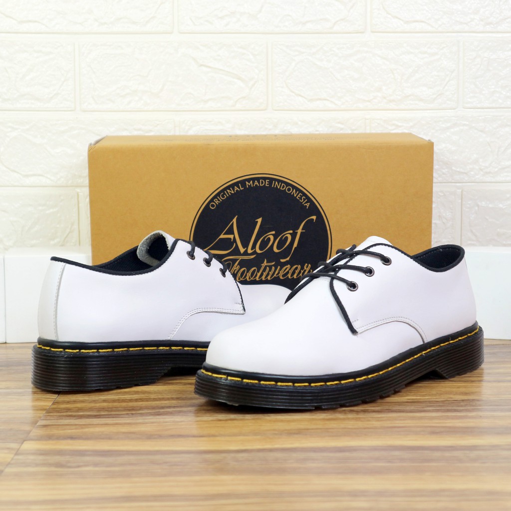 37-45 Aloof Delow - Sepatu Formal Unisex Kulit Asli Model Docmart 3 Hole Pria Wanita-7