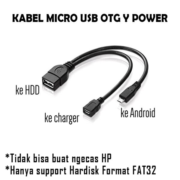 Terbaru OTG Y Micro USB to USB Female untuk Hard Disk external Terlaris