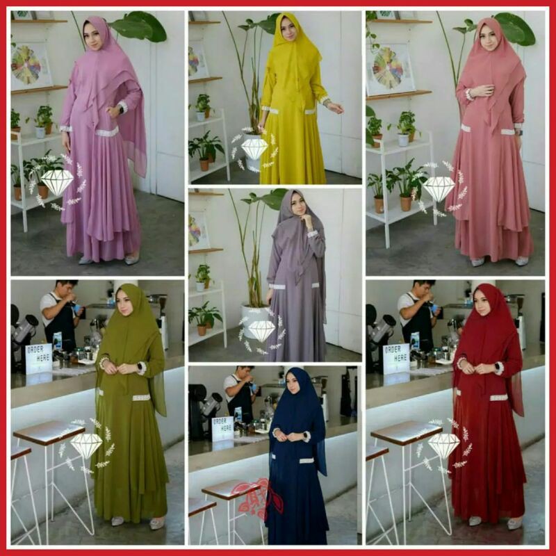 Gamis Azzahra | SYARI JUMBO AGHINA | GAMIS MOSCREPE PREMIUM | Ns FC Najibah Gamis Syar'i asdf