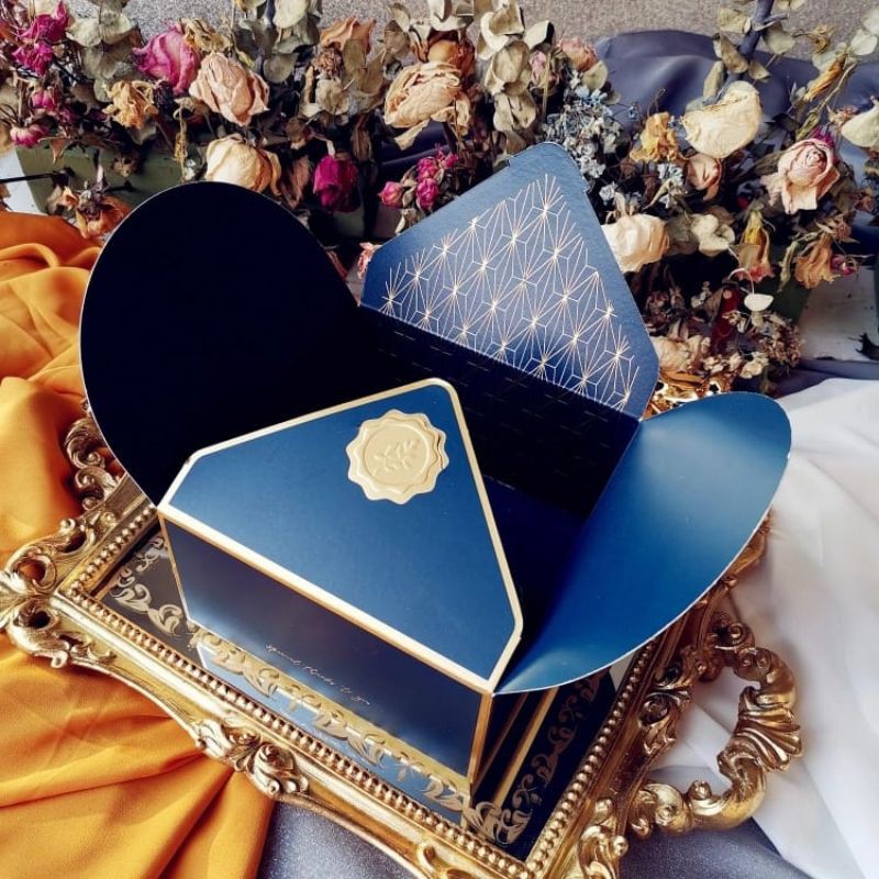 KOTAK KUE TENTENG ELEGAN MEWAH HIJAU DAN BIRU EXCLUSIVE BOX KUE