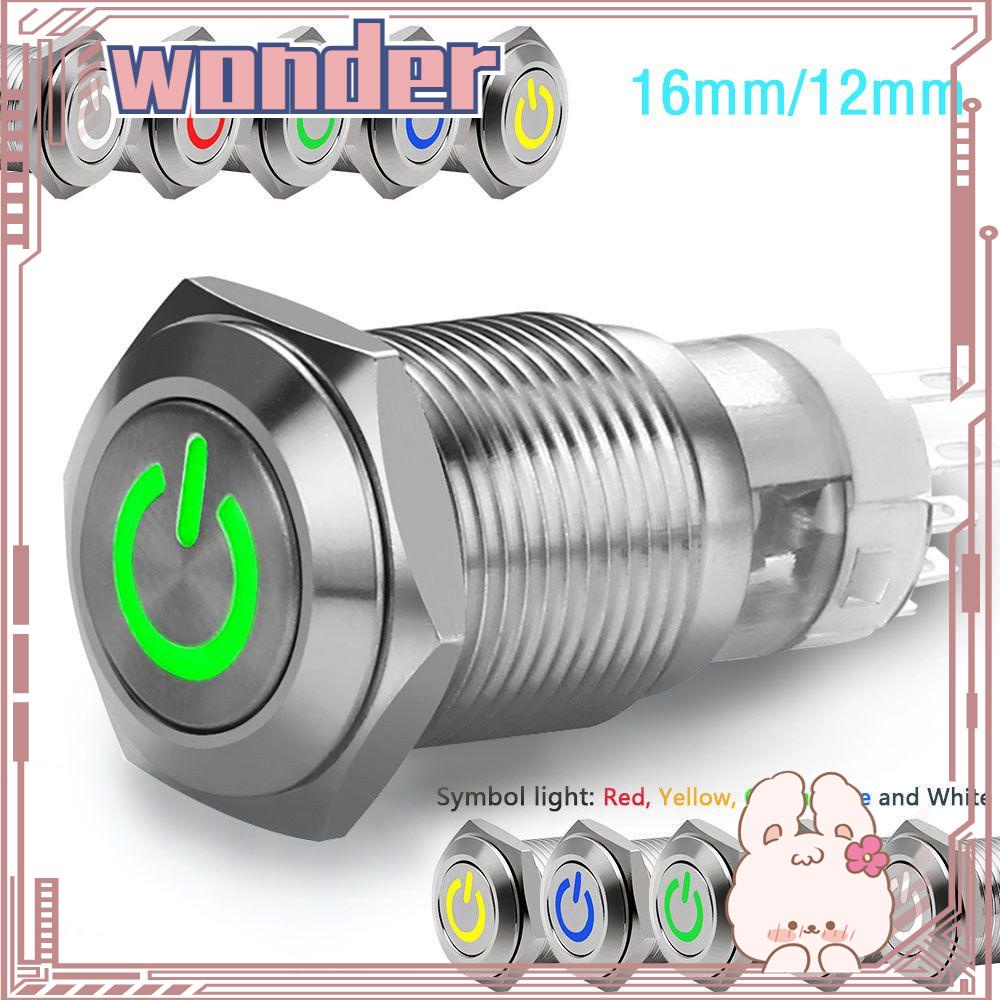 WONDERFUL Useful 16/12mm Push Button ON/OFF  Car LED Power Momentary Switch Waterproof Durable Brand New Metal LED ON/OF/Multicolor