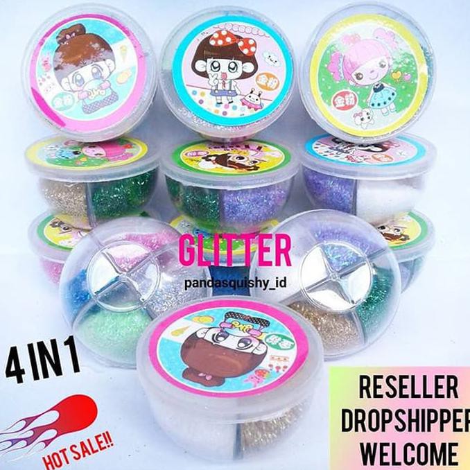 Supplier slime jumbo♎ Glitter 4 Warna Untuk Slime - Kerlap-Kerlip - Slime Act Hiasan Squishy