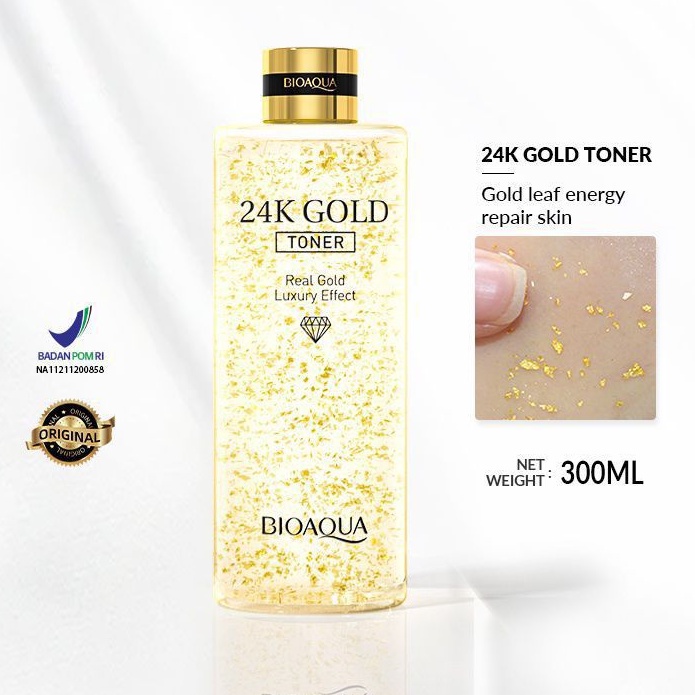 [COD] Bioaqua 24K Gold Toner 300 ML Hydrating Toner Melembabkan Kulit Wajah Kering