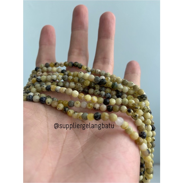 manik batu yellow chrysocolla 4mm bracelet necklackle bacan kuning